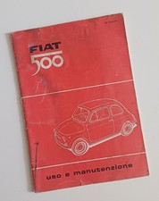 FIAT 500 libretto uso e manutenzione ORIGINALE 26ª edizione Anni 60 auto