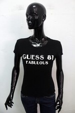 GUESS Maglia Donna Taglia M Nero Maglia Cotone T-shirt Logo Estiva Woman