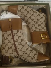 Stivaletti Gucci donna GG in pelle e tela taglia 4UK/EU37 - PREZZO AL PUBBLICO £999