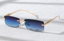 Occhiali Da Sole Unisex Gradienti Blu Navy Montatura Oro In Metallo