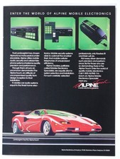 Pubblicità stampa originale Lamborghini Alpine Electronics Of America DBX Timer CLR 1986