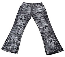 Jeans uomo neri Metal Rock and roll Punk Rockstar Strappati Sfilacciati L.6180