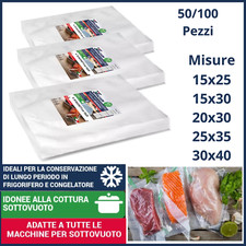 50 100 Buste sacchetti per sottovuoto alimenti sotto vuoto alimentari goffrate a