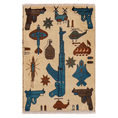 Afghan war carpet - ak-47,