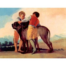 Boys with blood dogs by Goya - 40x50 Inch Rolled Canvas Wall Art Print