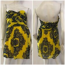 RELISH Vestito abito giallo fantasia blu elettrico Tg S