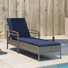 vidaXL Lettino Prendisole con Cuscino Grigio 63x200x81 cm in Polyrattan (solo US