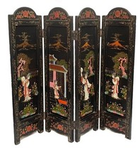 Piccolo paravento cinese a quattro ante in legno