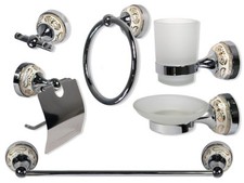 Set bagno 6 pz acciaio vetro