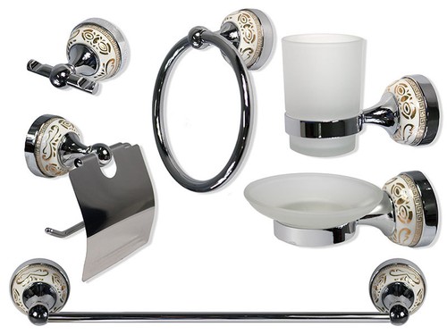 Set bagno acciaio vetro - pz,