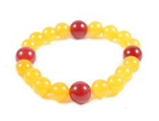 Bracciale Elasticizzato in Agata Arancione e Rossa Rinforzata Made In Italy