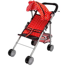 Passeggino Carrozzina Bambole in Metallo Giocattolo Bambini Pieghevole Rosso Poi