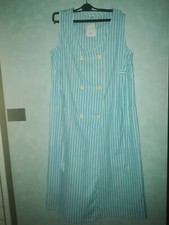 ABITO ESTIVO PRENATAL PREMAMAN COTONE RIGHE BIANCHE  AZZURRE TAGLIA S