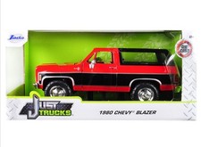 31593: 1/24 Jada 1980 Chevrolet Chevy Blazer K5 rosso e nero modellino auto pressofuso