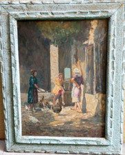 PITTORE  -ROSARIO DI FAZIO (Palermo, 1892 - 1958) SICILIA  ' VITA DI CORTILE '