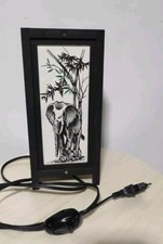 Lampada da comodino con paralumi in legno, arte zen, elefante orientale asiatico