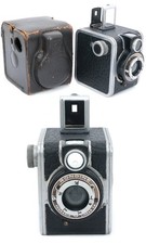 Ferrania Rondine 127 roll film Italy Italian camera black leather with case