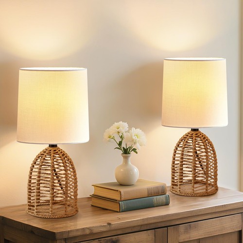 Set lampade comodino rattan - set,