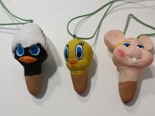 N.3 fischietto artigianale ceramica Calimero Titti Topo Gigio vintage Carosello