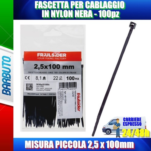 Fascette nere nylon - nylon, 2,5