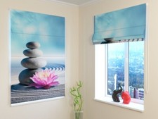 tenda a pacchetto ARREDALACASA con le pietre e un fiore MISURE PERSONALIZZABILI