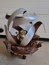 scultura in ferro e acciaio opera d'arte vintage complemento d'arredo sfera