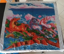 Aligi Sassu Cavalli Stampa su Foulard di Seta Vintage