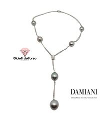 Collana Donna Damiani  Ninfea con Perle Grige e Brillanti in Oro Bianco 18k