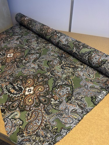 Tessuto metri verde paisley - 5,