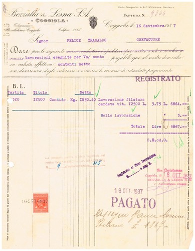 Fattura coggiola 1937 - fattura,
