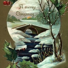 Christmas card postcard holly