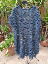 Poncho Vintage Lana Blu