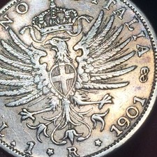 1 lira 1901 Aquila Sabauda   Regno d'Italia Vittorio Emanuele III argento