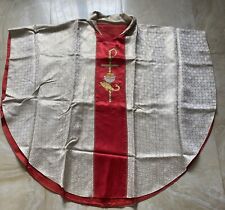 Pianeta in tessuto Bianco, Lavorato, con Croce pane e pesce