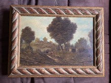 Quadro Paesaggio ‘700 Olio Su Tavola Firmato Non Leggibile