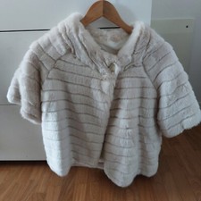 Giacca  in pelliccia sintetica color panna taglia S 