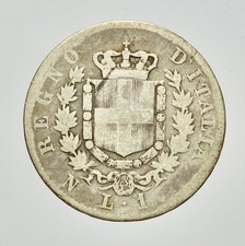 VITTORIO EMANUELE II 1861-1878 -AG/ 1 LIRA 1862 NAPOLI   RARA !