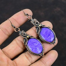 Charoite Gioielli Rame Regalo per Orecchini Goccia/Pendenti Avvolti Filo Madre 3,19"