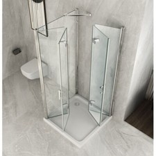 Cabina Box Doccia 3 Lati 2 Ante a Libro 60 70 80 90 100 Battente Porta Cristallo