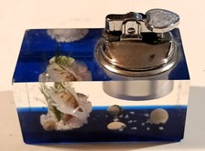 ACCENDINO DA TAVOLO VINTAGE ACQUARIO RESINA EPOSSIDICA TRASPARENTE PLEXIGLASS