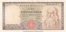 Repubblica Italiana - 50.000 / 50000 Lire Leonardo da Vinci  16-05-1972 - RR -