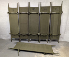 US Army - Military - Heavy Duty Vintage Canvas Folding Wooden Stretcher