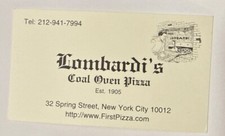 Biglietto da visita originale Lombardi’s Coal Oven Pizza NYC New York City