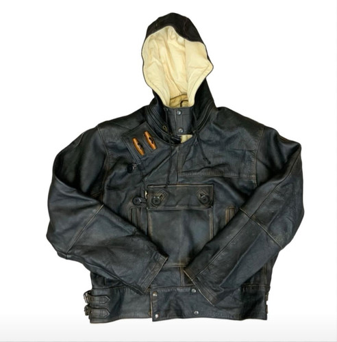 Giacca pelle nera vintage anni