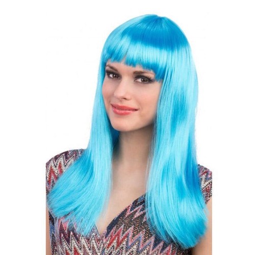 Parrucca lunga liscia azzurra - parrucca,
