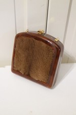 Borsetta vintage anni 70 o 80 rigida con parti in pelliccia 