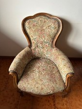 Poltrona vintage stile Luigi Filippo in legno e tessuto floreale