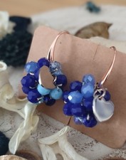 Orecchini  Con Cristalli Blu Fatti A Mano All'uncinetto 