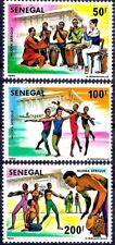 Senegal 1980 musica africana danza arti festival cultura balletto batteria set 3v MNH