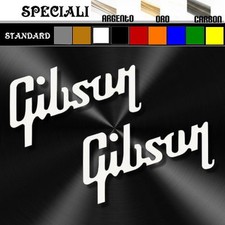 coppia adesivi sticker GIBSON guitar decal music prespaziato, auto,moto 9,5cm